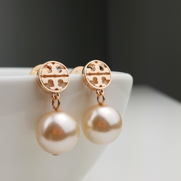 Tory Burch Jewelry - New!  Tory Burch Rose Gold Pearl Drop Earring